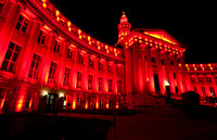 Denver City and County Building with Red Holiday Lights