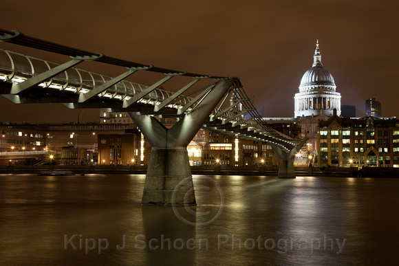 Millenium Bridge and St Paul's at Night