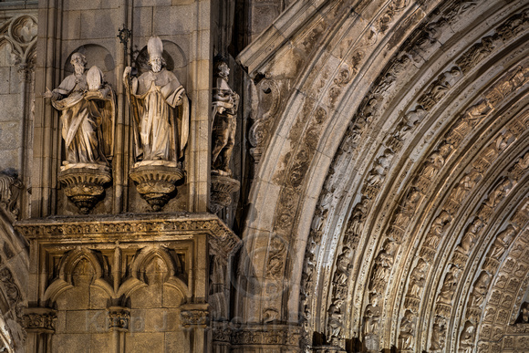 Toledo Cathedral Illuminated Facade Statues