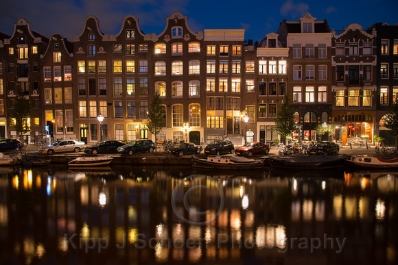 Amsterdam Canal Houses at Night