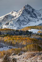 Dallas Divide Snowcapped Mountain and Aspens