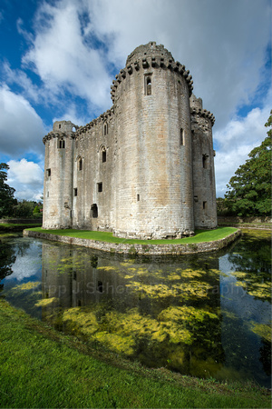 Nunney Castle and Moat with Clouds