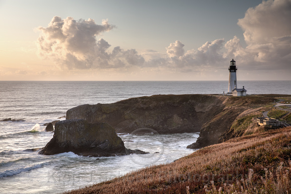 Yaquina Head Lighthouse and Sunset Clouds